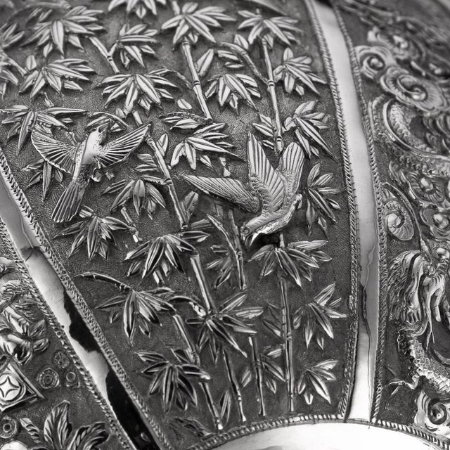 19th Century Chinese Export Silver Finger Bowl & Plate, Wang Hing, 1880s, Set of 2 For Sale - Image 11 of 18