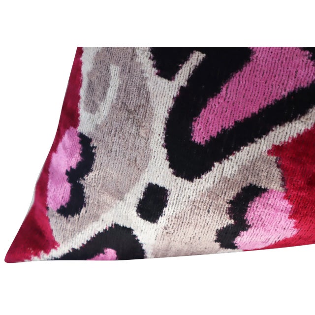Textile Handmade Pink & Gray Silk Velvet Throw Pillow & Down Insert For Sale - Image 7 of 12