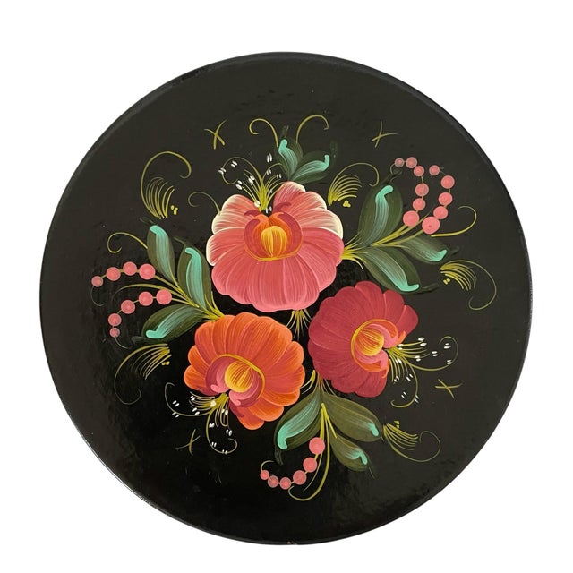 These vintage hand-painted oil/wood wall hanging floral plates are a unique piece of Russian culture, handmade in the...