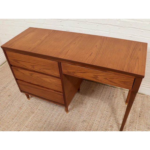 Modern Mid 20th Century Oak Writing Desk For Sale - Image 3 of 10