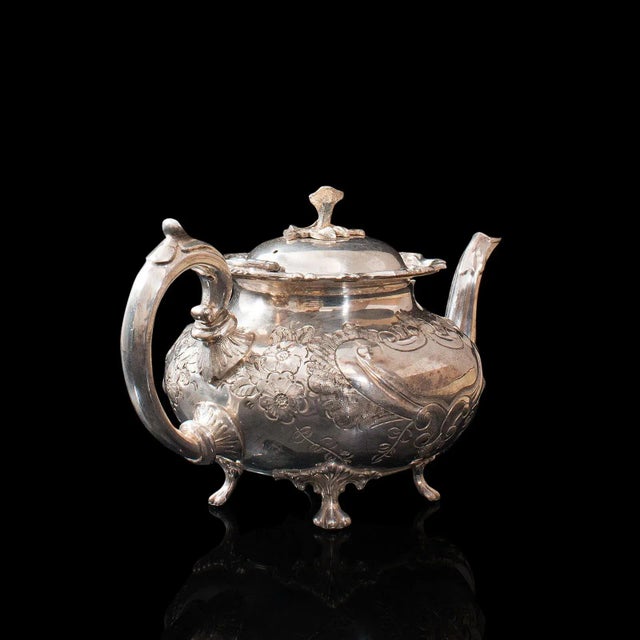 Silver Circa 1900s Antique English Hand-Chased Silverplate Tea Service - 4 Pieces For Sale - Image 8 of 13