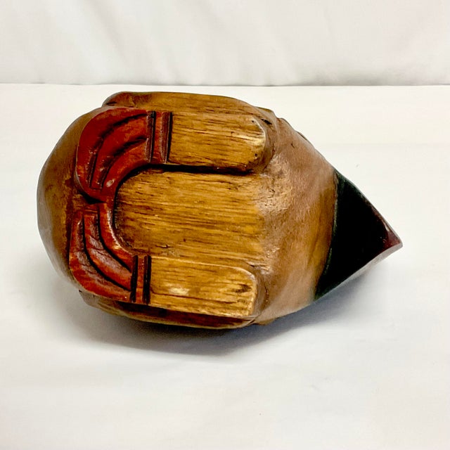 1970s Vintage Rustic European Farmhouse Resting Wood Carved Chicken Figurine For Sale - Image 10 of 10