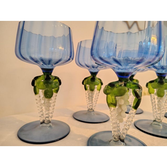 Art Deco 1920s Rare Art Deco Bimini Fritz Lampl Liqueur Glasses – Set of 6, Grape Motif For Sale - Image 3 of 6