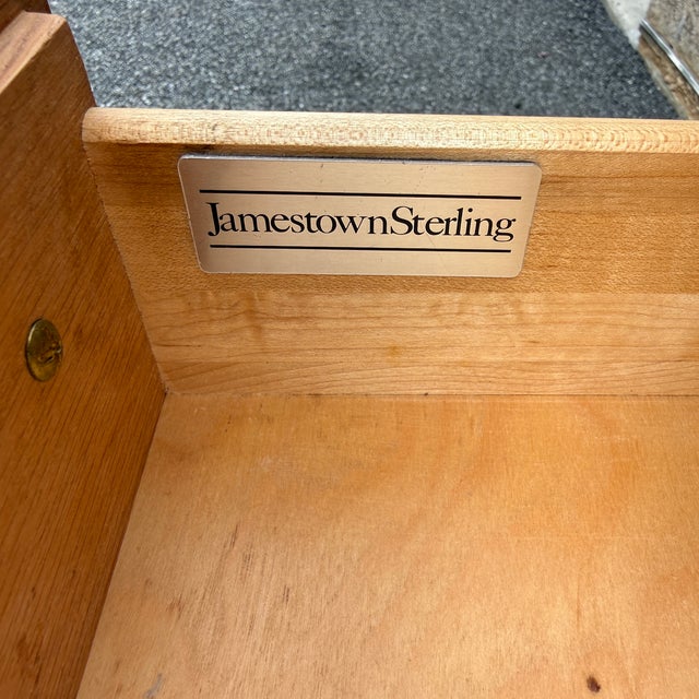 1990s 1990s Jamestown Sterling Traditional Chippendale Solid Oak 1 Drawer Nightstand With Hidden Jewelry Box For Sale - Image 5 of 17