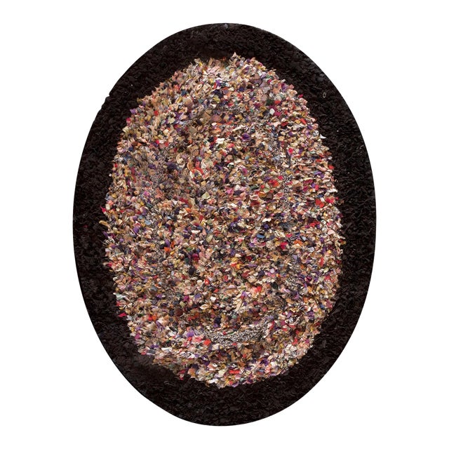 1930s Colorful Abstract Folk Art Antique American Hooked Rug 2'8" X 3'6" Handknotted Wool Carpet For Sale