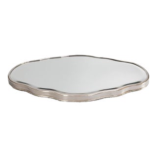 Vintage Silver Plate Mirror Plateau Tray For Sale