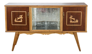 Two-Tone Bar Cabinet Sideboard with Carved Cevi, Italy, 1960s