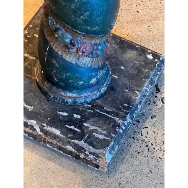Italian Carved and Painted Column Pedestal For Sale - Image 4 of 7