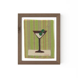 Sally the Martini by Willa Heart in Walnut Frame, Mini Art Print For Sale