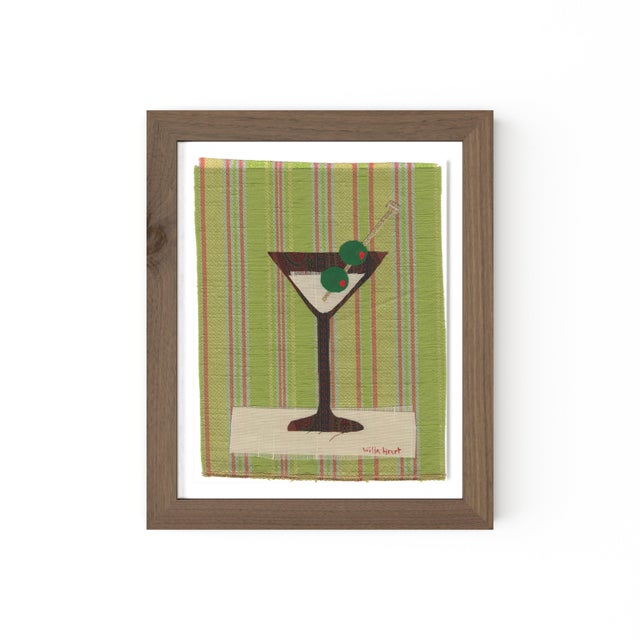 Sally the Martini by Willa Heart in Walnut Frame, Mini Art Print For Sale