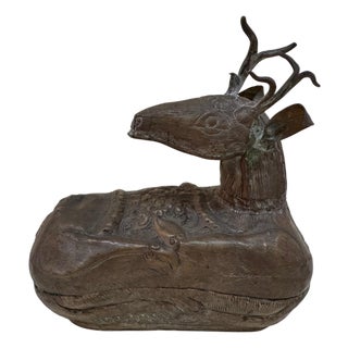 Primitive Brass Deer Box For Sale