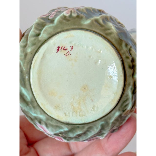 Antique Wedgwood Majolica Seashell Creamer Pitcher – Turquoise Interior, Victorian Seaweed Pattern (C. 1870s) For Sale - Image 10 of 10