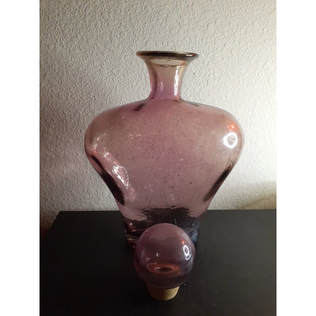 1980s 1980s Vidrios San Miguel Spain Recycled Amethyst Art Glass Decanter For Sale - Image 5 of 8