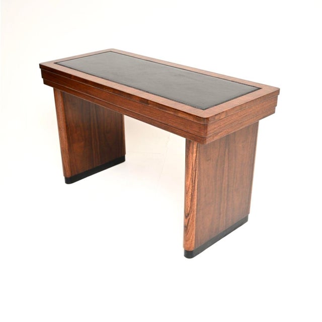 Wood Art Deco Walnut Desk with Leather Top, 1930s For Sale - Image 7 of 12