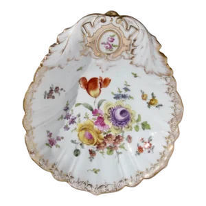 Antique Hand-Paintd Dresden Bowl Circa 19th