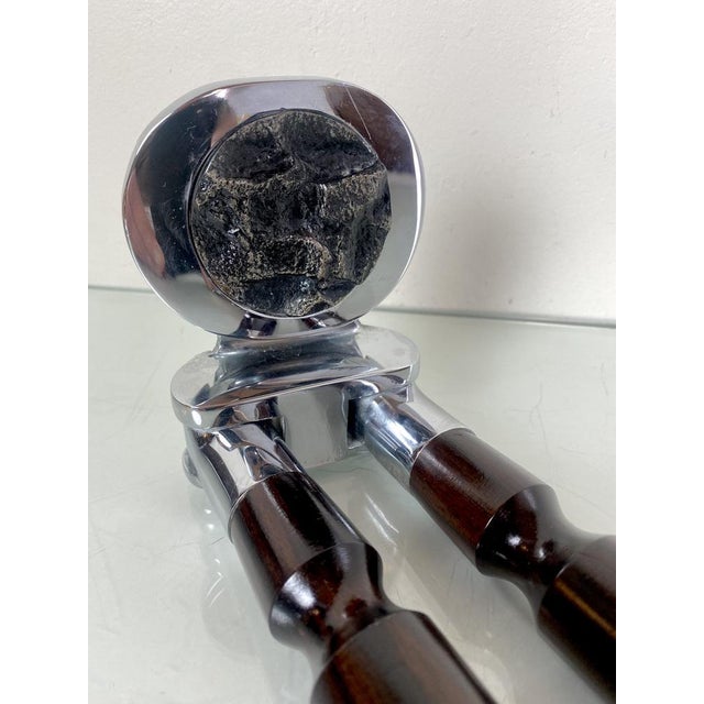 Brutalist Bathroom Set in Nickel-Plated Brass with Relief Stone, 1970s, Set of 5 For Sale - Image 18 of 18