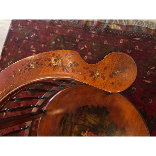 Wood Antique Victorian Mahogany Tête-À-Tête Bench With Hand-Painted Panels & Ormolu Mounts [RGre] For Sale - Image 7 of 9