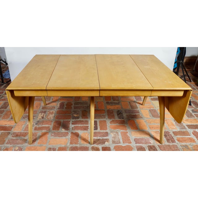 Heywood-Wakefield Mid 20th Century Heywood Wakefield Butterfly Drop Leaf Wishbone Dining Table With 2 Leaves For Sale - Image 4 of 12