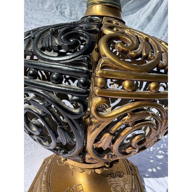 Vintage Hollywood Regency Gilt Metal Orb Pedestal Coffee Table With Glass Top – 24” For Sale - Image 10 of 14