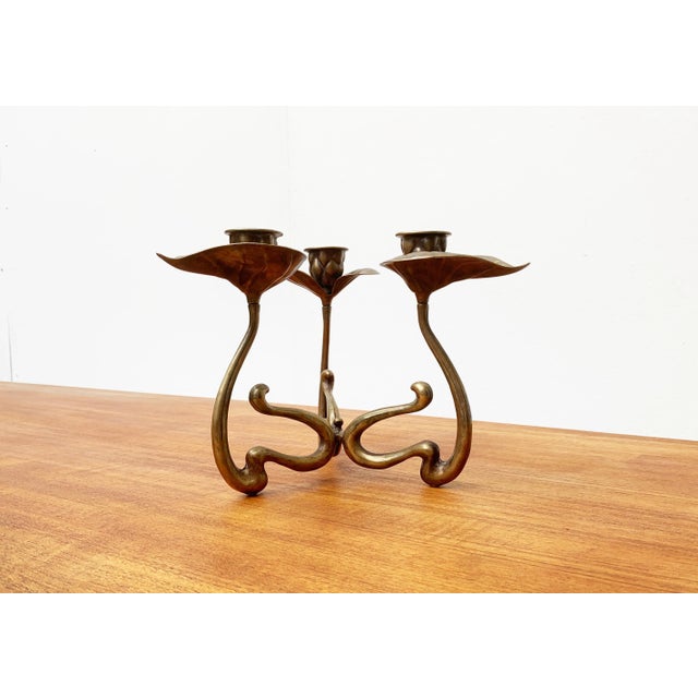 Vintage Brutalist Floral Metal Candleholder For Sale - Image 3 of 18