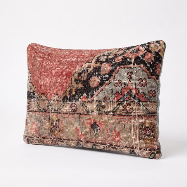 Mid-Century Modern Turkish Oushak Lumbar Rug Pillow Cover 16'' X 24'' For Sale - Image 3 of 4