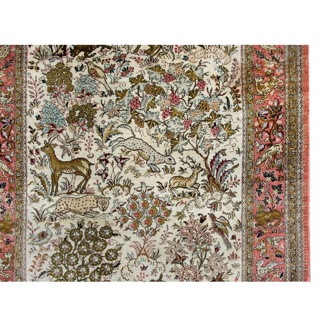 Mid-20th Century Persian Silk Qum Rug For Sale - Image 10 of 15