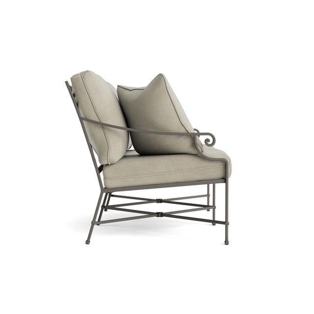 Contemporary Brown Jordan Venetian Loveseat, Mica frame with Fusion Meadow fabric For Sale - Image 3 of 11