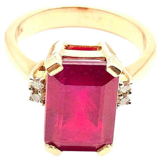 Bochic "Orient" Vintage African Ruby & Diamond Ring Set 18K Yellow Gold & SIlver For Sale - Image 15 of 18