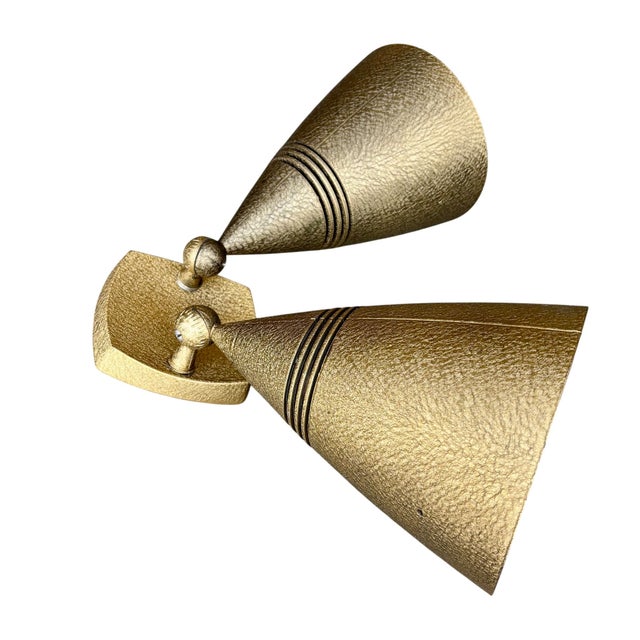 Pair 1960s Stonco Award Series Outdoor Bullet Lights Cast Aluminum Antique Gold Crackle Finish Nos For Sale - Image 18 of 18