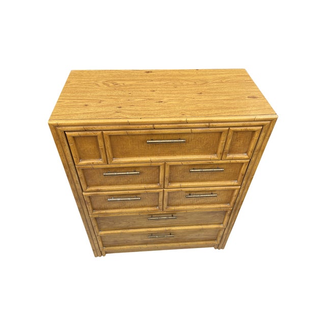 Lea Faux Bamboo Rattan Dresser High Chest Drawers Chairish