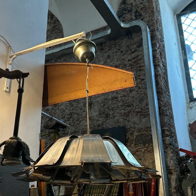 Mid-Century Modern 1960s Mid-Century Modern Reggiani Attributed Steel Italian Pendant For Sale - Image 3 of 10