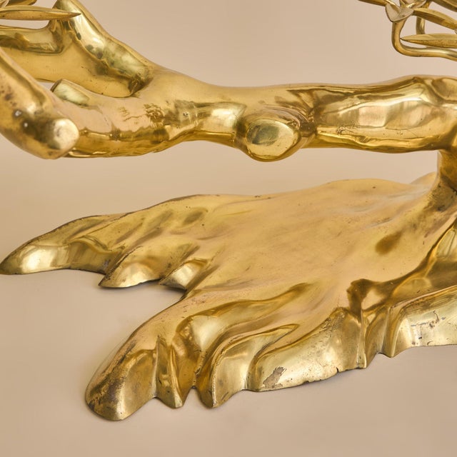 Belgian Brass Bonsai Round Glass Top Coffee Table by Willy Daro No. 01, 1970s For Sale - Image 12 of 12