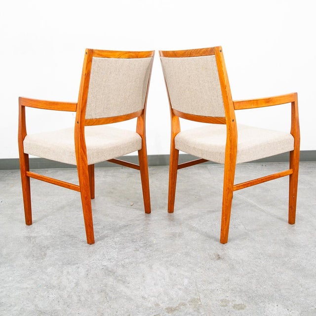 Mid Century Danish Modern Dining Chairs Set 4 Wool Teak Wood Svegards Sweden MCM For Sale - Image 11 of 12