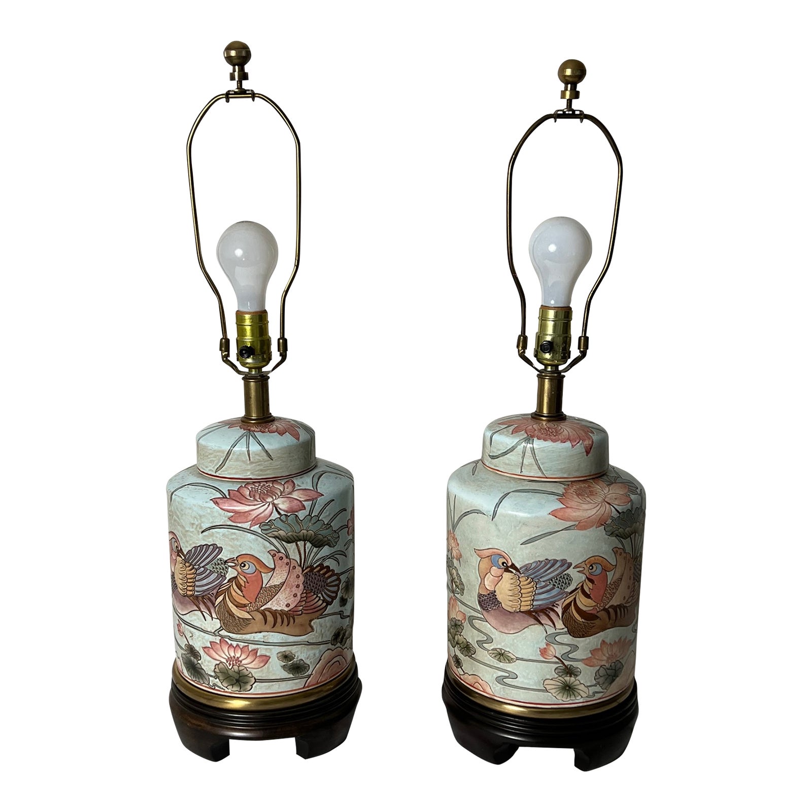 Pair of 1990s Frederick Cooper Ceramic Ginger Jar Table Lamp Chairish