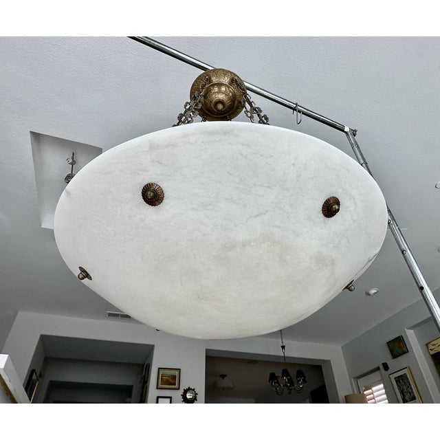 Large French Directoire Style Alabaster Chandelier Pendant Light For Sale - Image 17 of 17