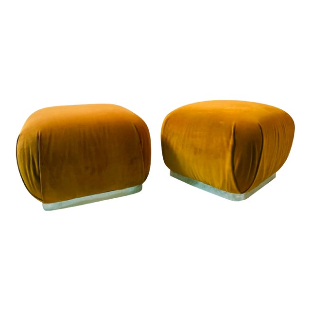 1980s Modern Souffle Stools in the Manner of Karl Springer - A Pair For Sale