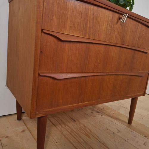 Wood Small Vintage Three-Drawer Chest Mid-Century Scandinavian Teak Design, 1960s For Sale - Image 7 of 8