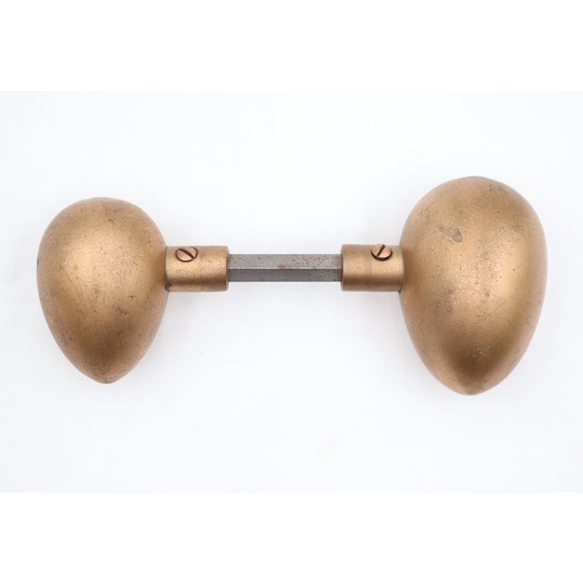 Pair of Vintage Bronze Egg Shaped Entry Door Knobs For Sale - Image 4 of 8