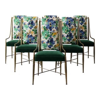 Set of 6 Solid Brass Faux Bamboo "Imperial" Dining Chairs by Mastercraft For Sale