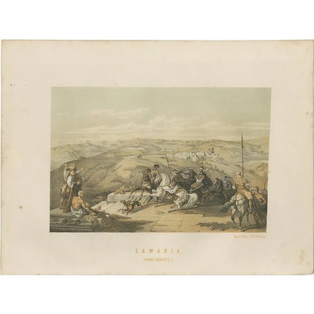 Title: 19th-Century Chromolithograph of Samaria – Historical Biblical Scene After David Roberts : This striking 19th-...