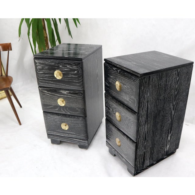 Pair of Three-Drawer Ceruised Oak Nightstands End Tables For Sale - Image 10 of 13