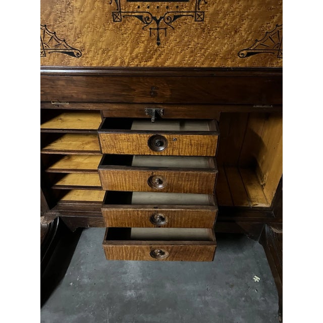 19th Century Antique Wooton Patent Secretary Desk in Burl Walnut For Sale - Image 18 of 18