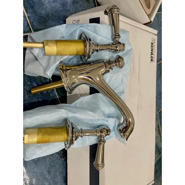 Traditional Kohler Bathroom Faucet With Lever Handles, Polished Nickel ...