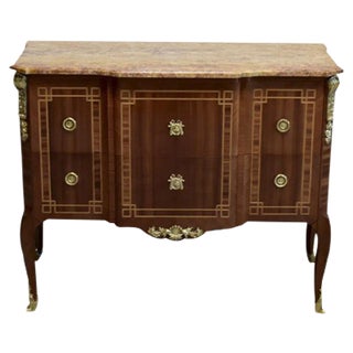 Antique Louis XV/Louis XVI Mahogany Commode For Sale