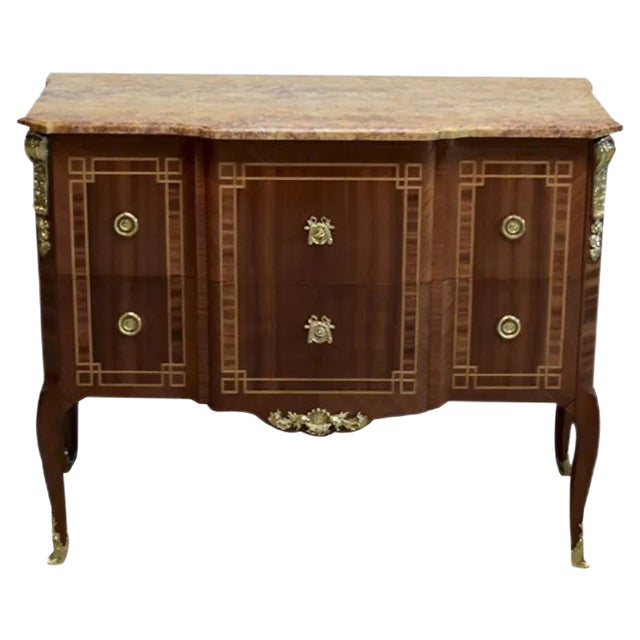 Antique Louis XV/Louis XVI Mahogany Commode For Sale