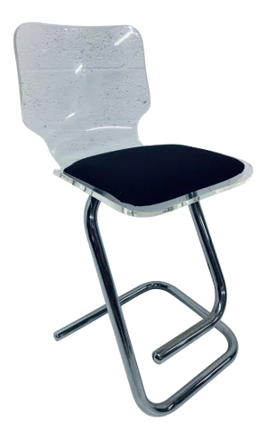 1970s Vintage Luigi Bardini Lucite and Chrome Bar Stool for Hill Mfg