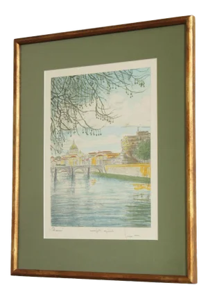 Bela Sziklay Colored Etching St Vincent Italy