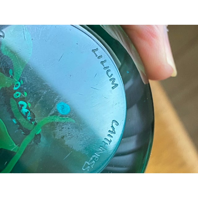 Aqua William Manson Caithness Aqua Glass Paperweight (Scotland) For Sale - Image 8 of 12