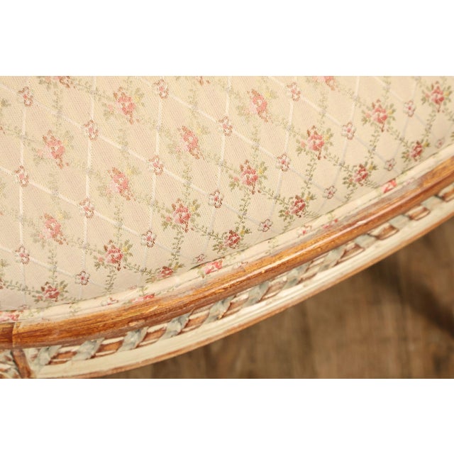 French Louis XVI Style Pair of Cream Painted Armchairs For Sale - Image 10 of 18