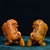 Pair of Shoushan Stone Guardian Lions – 3" Foo Dogs With Brocade Balls For Sale In Los Angeles - Image 6 of 9